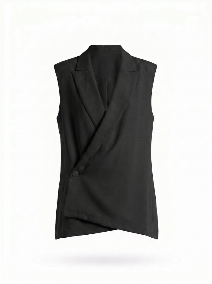 Overlapping Vest — Midnight Black