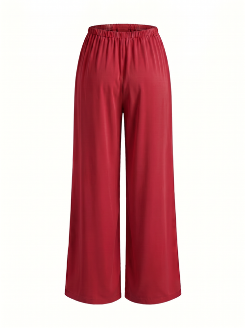 Flow Wide-Leg Pants in Wine Red — Side View | NONZO